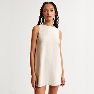 Abercrombie & Fitch High-Neck Linen-Blend Mini Dress